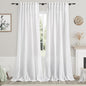 White Linen Curtains for Living Room 101 Inches Long Extra Long Back Tab by Nanspring