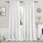 White Linen Curtains for Living Room Farmhouse Light Filtering Semi Sheer Linen by Nanspring