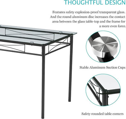 VECELO Dining Table Set for 4, 5-Piece Glass Kitchen Table - Image 3