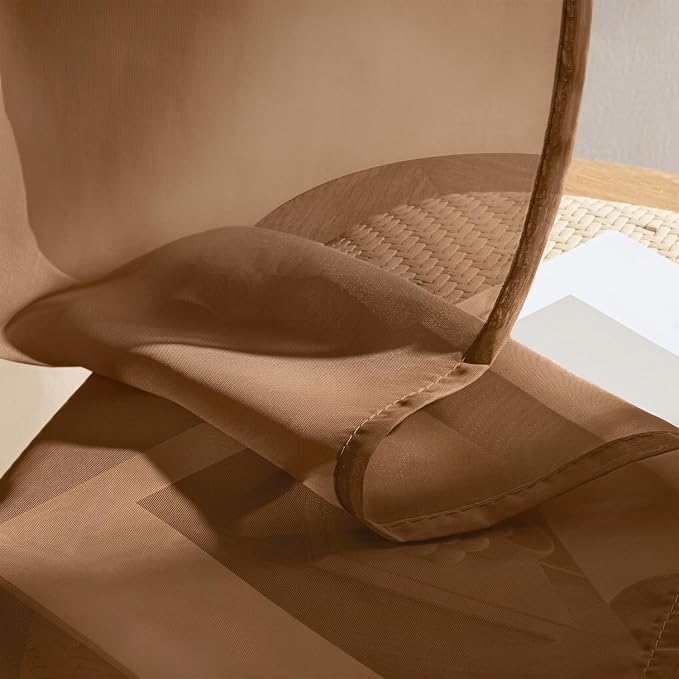 MIULEE Dark Brown Sheer Curtains 108 Inches Long 4 Panels 42 x 108 Inches | - Image 7