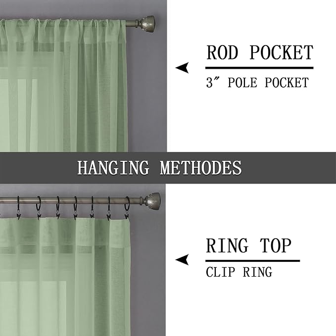 Tollpiz Sheer Curtains Linen Textured Bedroom Curtain Sheers Light Filtering - Image 5