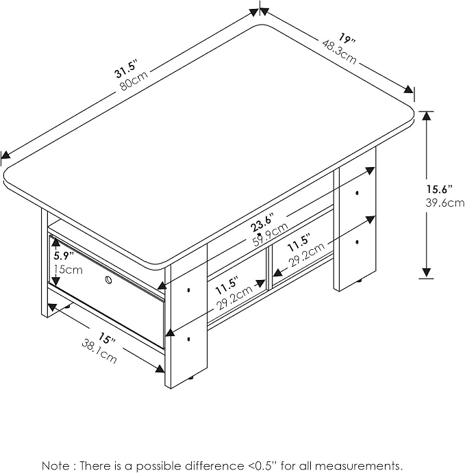 Furinno Andrey Coffee Table, Small Modern Center Table - Image 3