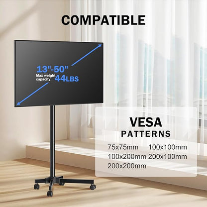 XINLEI Mobile TV Carts, Rotating Rolling TV Stand on Wheels - Image 6