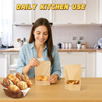 50 Pack Zip Lock Bags, Reusable Snack Bags with Window, Cookie Bags for Pastry, Herbs, Jerky, Spices, Soap, Pet, Gifts, Resealable Baggies for Small Business, Farm Stand Supplies