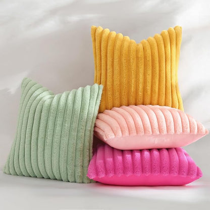 decorUhome Fall Faux Fur Throw Pillow Covers 18x18 Set of 2 Blush Pink | - Image 5