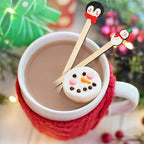 Mifoci 100 Pcs Christmas Wooded Coffee Stirrers Wood Cocktail Coffee Stir Sticks Disposable Stirring Sticks for Beverage Chocolate Hot Drink Party Supplies, 20 Styles (Vibrant Style)