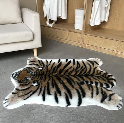 Tiger Print Area Rug Faux Cowhide Skin Hide Animal Printed Rugs Cute Carpet - Image 4