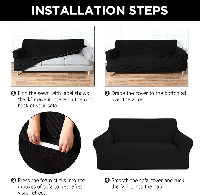Peryiter 2 Pcs Sofa Covers Couch and Loveseat Covers Set Stretch Sofa Slipcover - Image 3