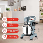 30QT Commercial Mixer, 1250W Stainless Steel Commercial Food Mixer with 3 Speed Adjustable, Large Capacity Commercial Stand Mixer Food Mixing Machine for Bakery Pizzeria Restaurant
