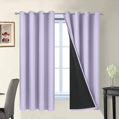 Yakamok Lilac 100% Blackout Curtains 63 Inches Long by Yakamok
