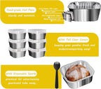 25 Pack Square Mini Cake Pans with Lids,Mini Loaf Pans with Lids,Aluminum Foil Baking Cups,Disposable Ramekins Cupcake Cups,Dessert Cups for Wedding Birthday Party Picnics,5oz (Silver)