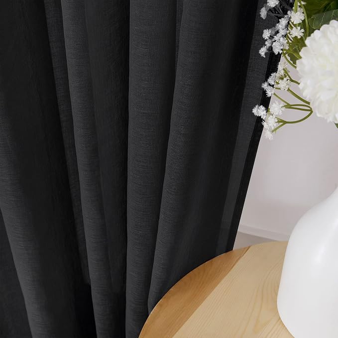 Tollpiz Sheer Curtains Linen Textured Living Room Curtain Sheers Light - Image 3