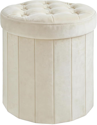 CAROLMADE Round Storage Ottoman, Velvet Folding Footrest Stool by CAROLMADE