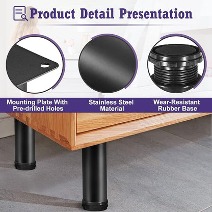 16 Inch Metal Furniture Legs Stainless Steel Adjustable Legs Black Metal Legs - Image 3