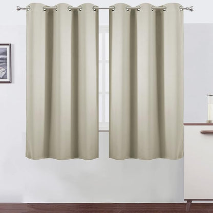 Light Beige Blackout Curtains 40 x 63 Inch Length/Set of 2 Curtain by Lemomo