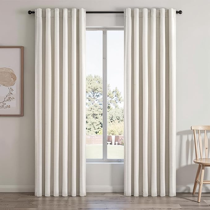 Cream Birch 84 Inch Longth 40 Inch Wide 100% Blackout Curtains 2 Panels Set by Topfinel