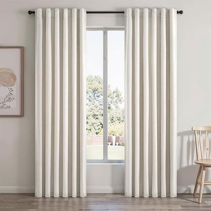 Ivory Birch 100% Blackout Curtains 96 Inches Long by Topfinel