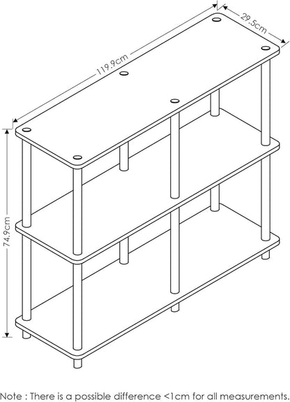 Furinno TURN-N-TUBE Storage Shelves, 3-Tier 47.4 Wide Book Shelf, Corner Shelf - Image 2
