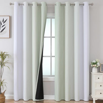 Sage Green and Greyish White Ombre Blackout Curtains - Image 2