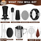 Y-Step 25 PCS Espresso Accessories Kit, Espresso Tamper Kit Coffee Tamper Set, 51mm Espresso Tamper with Spring Loaded Calibrated, 51mm Espresso Puck Screen and Dosing Funnel, WDT Tool, Latte Art Kit