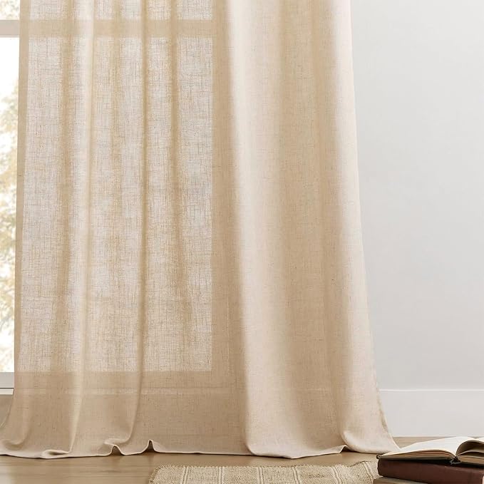 Joydeco Linen Curtains 96 Inch Length 2 Panel Sets, Light Filtering Curtains - Image 6