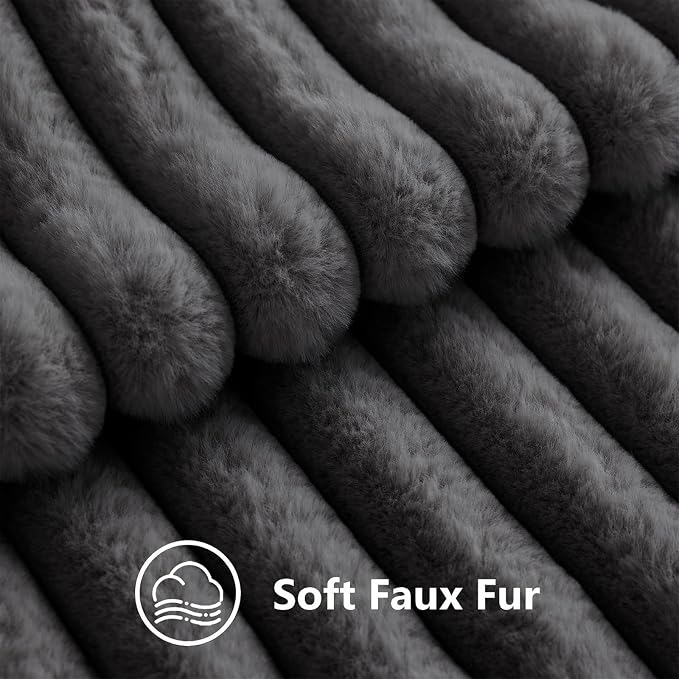 decorUhome Fall Faux Fur Throw Pillow Covers 18x18 Set of 2 Dark Grey | - Image 3