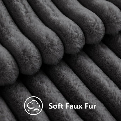 decorUhome Fall Faux Fur Throw Pillow Covers 18x18 Set of 2 Dark Grey | - Image 3