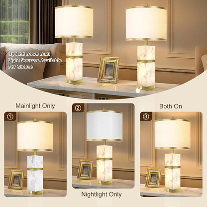 Natural Alabaster Table Lamps Set of 2 - Image 3