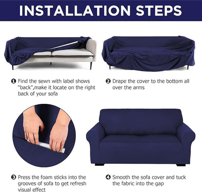 Peryiter 2 Pcs Sofa Covers Couch and Loveseat Covers Set Stretch Sofa Slipcover - Image 3