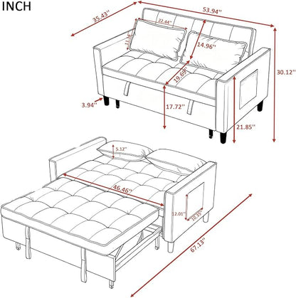 3 in 1 Convertible Sofa Bed, Love Seat Sleeper Bed - Image 2