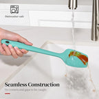 600ºF Heat Resistant Spatula, 11.34 inch High Heat Food Safe Semless Kitchen Silicone Spoon Spoonula Scraper for Cooking Baking Mixing Scraping Stirring Nonstick Cookware Pan Bowl (Turquoise)