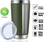 DOMICARE 20oz Stainless Steel Tumbler Bulk with Lid, Double Wall Vacuum Insulated Travel Mug, Powder Coated Coffee Cup, Army Green, 8 Pack