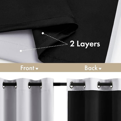 MIULEE Greyish White 40x45 Inch Length Blackout Curtains - Image 3