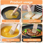 2 Sets Cooking Brush with Wooden Handle Natural Bristles Oil Brush for Cooking Butter Brushes for Oil and Sauce Pastry Brushes for Baking Kitchen Basting Spreading Baking Grilling Bbq Barbecue Food