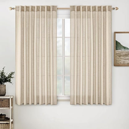MIULEE Light Taupe Linen Curtains 52x54 Inch Length by MIULEE