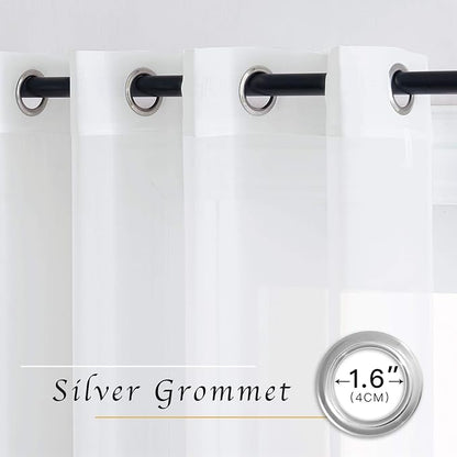 NICETOWN White Sheer Curtains 84 inches Long, Chiffon Semi Sheer Curtain Panels - Image 3