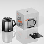 TKK 12 oz Insulated Coffee Mug with Handle Ceramic Coating Detachable Slider Lid Stainless Steel Tumbler Double Wall Vacuum Travel Cup