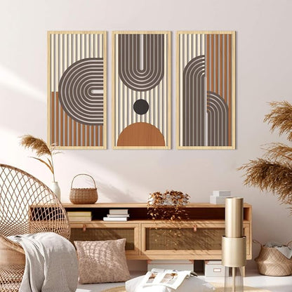 IARTTOP Mid century Modern Decor 16x32 Inch Large Boho Wood Wall Art Abstract - Image 3