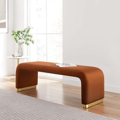 Modway EEI-6734-BRA-RUS Koda Performance Velvet Waterfall Long Bench, Brass Rust - Image 2