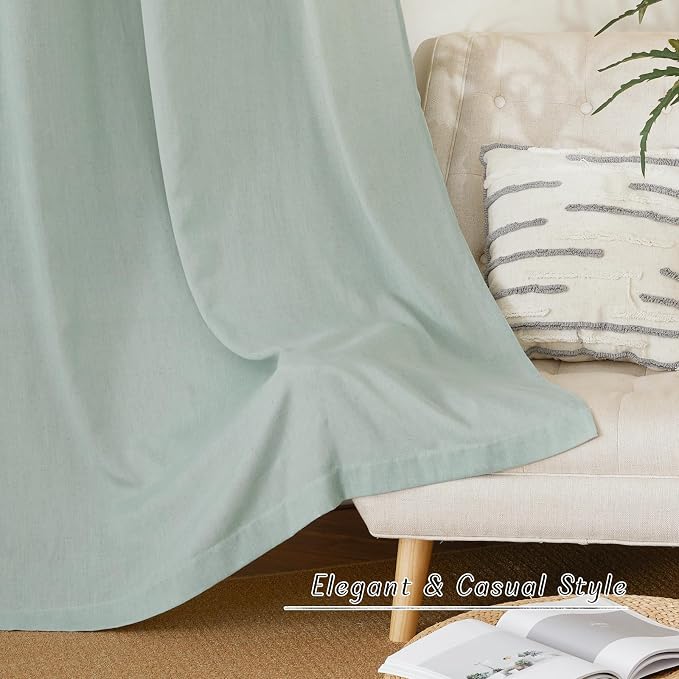 NICETOWN Thick Linen Blend Curtains Flax Textured - Image 2