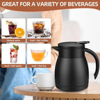 Norme 2 Pcs Thermal Coffee Carafe Insulated Stainless Steel Coffee Carafe for Hot Liquid Vacuum Thermal Pot Creamer Pitcher Dispenser with Brushes Keeping Hot Water Milk (Black,17 oz)