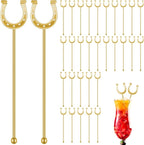 6 Inch Derby Drink Plastic Stirrers Swizzle Sticks for Cocktails Coffee Reusable U Shaped Horseshoe Drink Stirrers for Coffee Beverage Party Bar Weddings Events(Gold,60 Pcs)