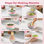 Matcha Whisk Set, Matcha Kit 7 Pcs Includes Bowl, Whisk and Holder, Bamboo Scoop, Scoop Rest, Sifter and Tea Towel, Matcha Kit Set for Tea Ceremony
