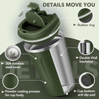 Volhoply 12 oz Double Wall Insulated Vacuum Travel Coffee Mug with Flip Lid Bulk 4 Pack,Reusable Stainless Steel Leak Proof Coffee Cups,Portable Thermal Tumbler for Hot & Cold Drinks(Army Green,4 Set)