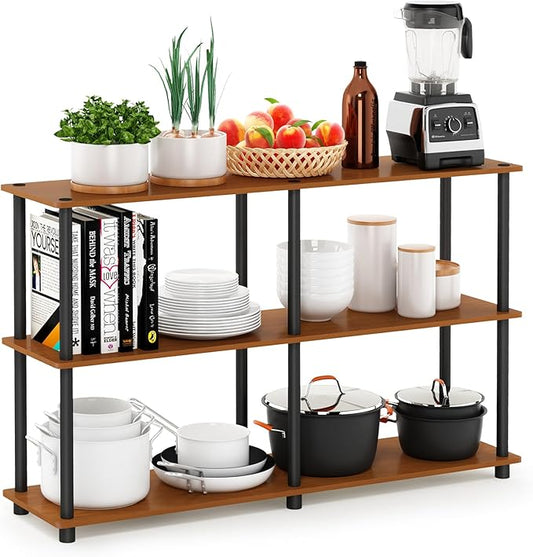 Furinno TURN-N-TUBE Storage Shelves, 3-Tier 47.4 Wide Book Shelf, Corner Shelf by Furinno-FitsYourSpaceFitsYourBudget