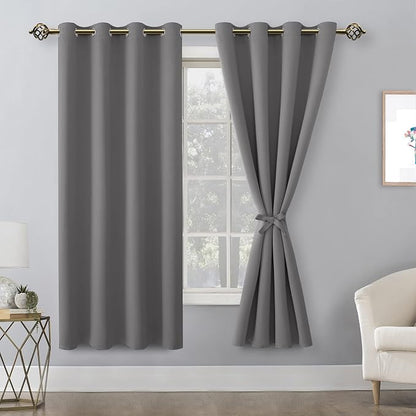 Blackout Curtains for Bedroom, 52 x 63 Inches Length, Light Grey | Thermal - Image 8