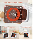 Digital Visual Timer - Max 11H 59M Rechargeable Countdown Timer with VA Display, Clear Digits, Adjustable Volume and Brightness, Magnetic Digital Timer for Kitchen, Classroom, Office (White)