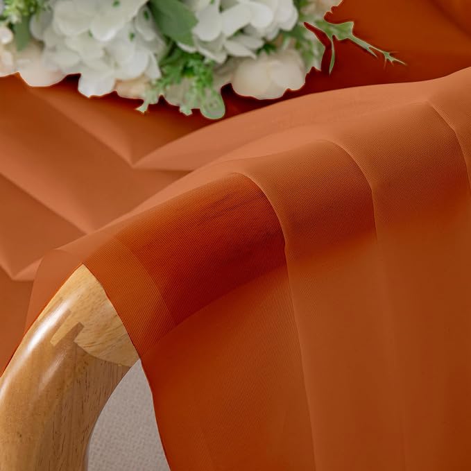 Orange Sheer Curtains 54 Inch Length 2 Panels, Voile Light Filtering Curtains - Image 9