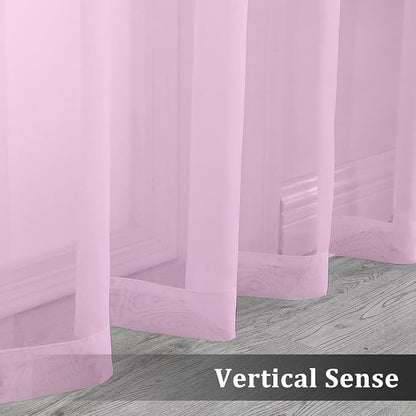 2 Pack: Basic Pink Sheer Curtain 84 Inches Long, Light Filtering Sheer Drapes - Image 5
