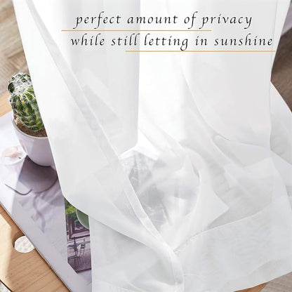 NICETOWN White Sheer Curtains 84 inches Long, Chiffon Semi Sheer Curtain Panels - Image 6
